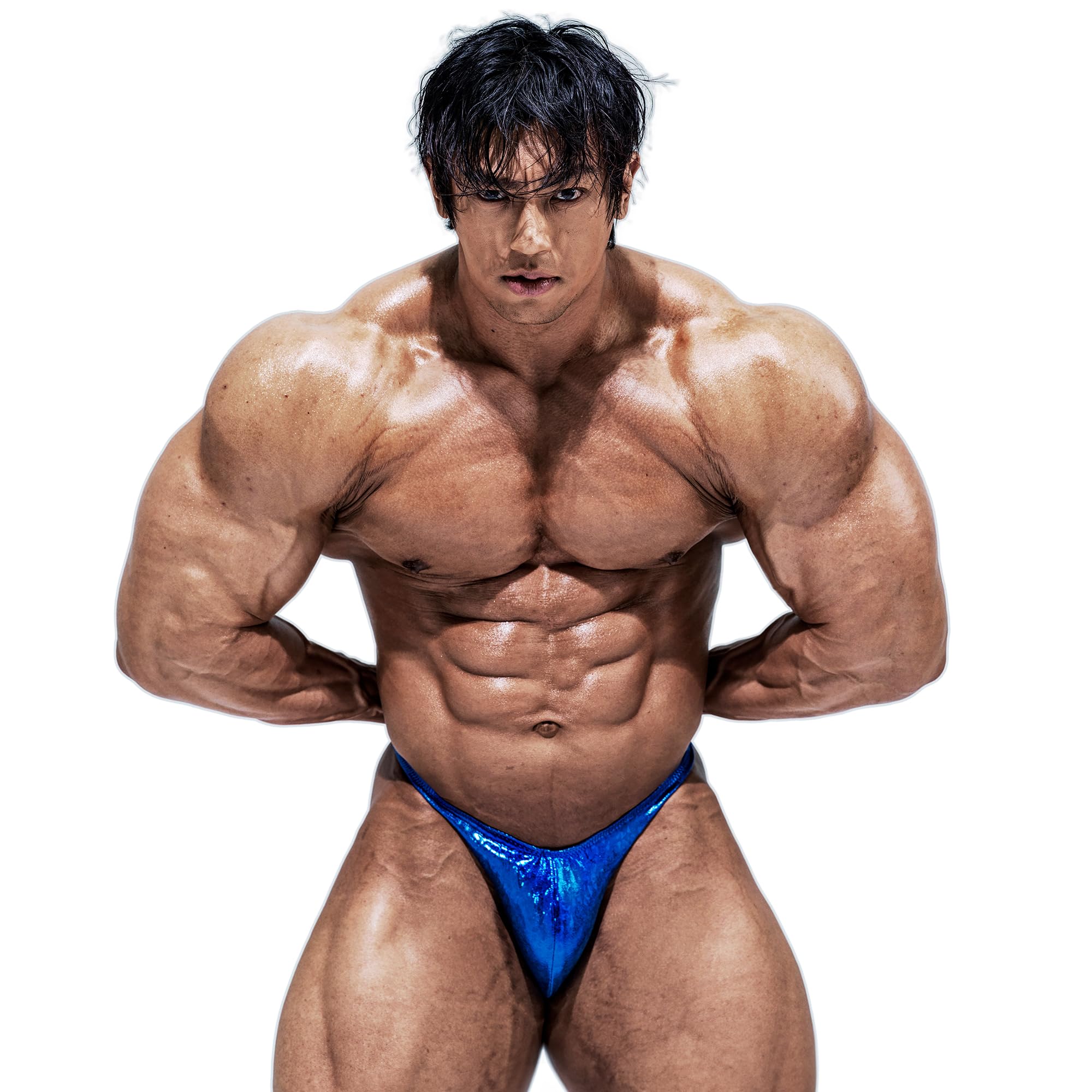 FIED Bodybuilding Posing Trunks – Handmade in Korea, Competition-Ready - HOLOGRAM The Blue (US, Alpha, X-Large, Regular, Regular, THE-BLUE)