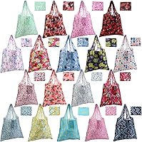 Vista 13 de Weewooday 18 piezas de bolsas de compras plegables reutilizables, bolsas de comestibles lavables a máquina, impermeables