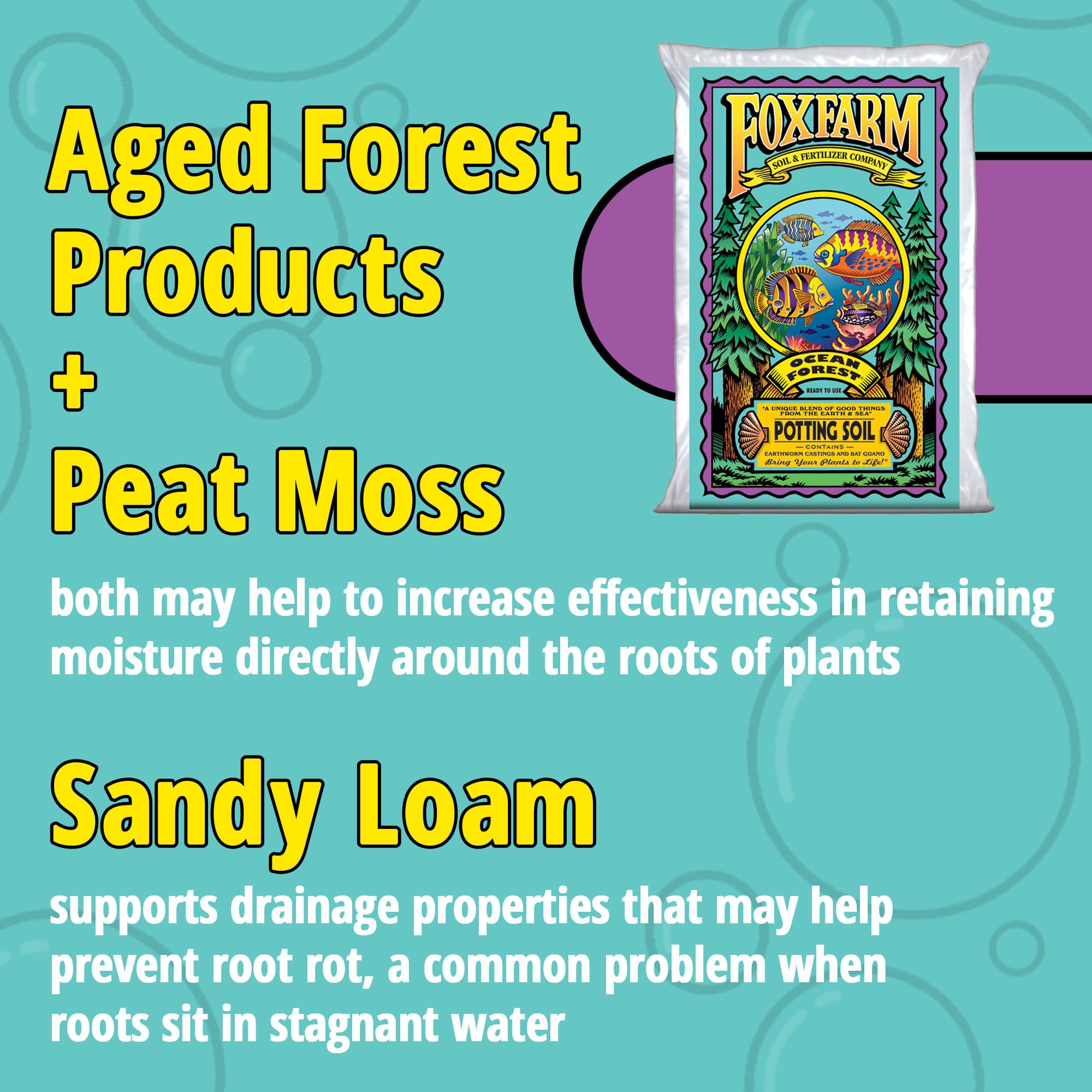 FoxFarm Ocean Forest Potting Soil with 2 Plant Tags, 12qt (3 Pack)