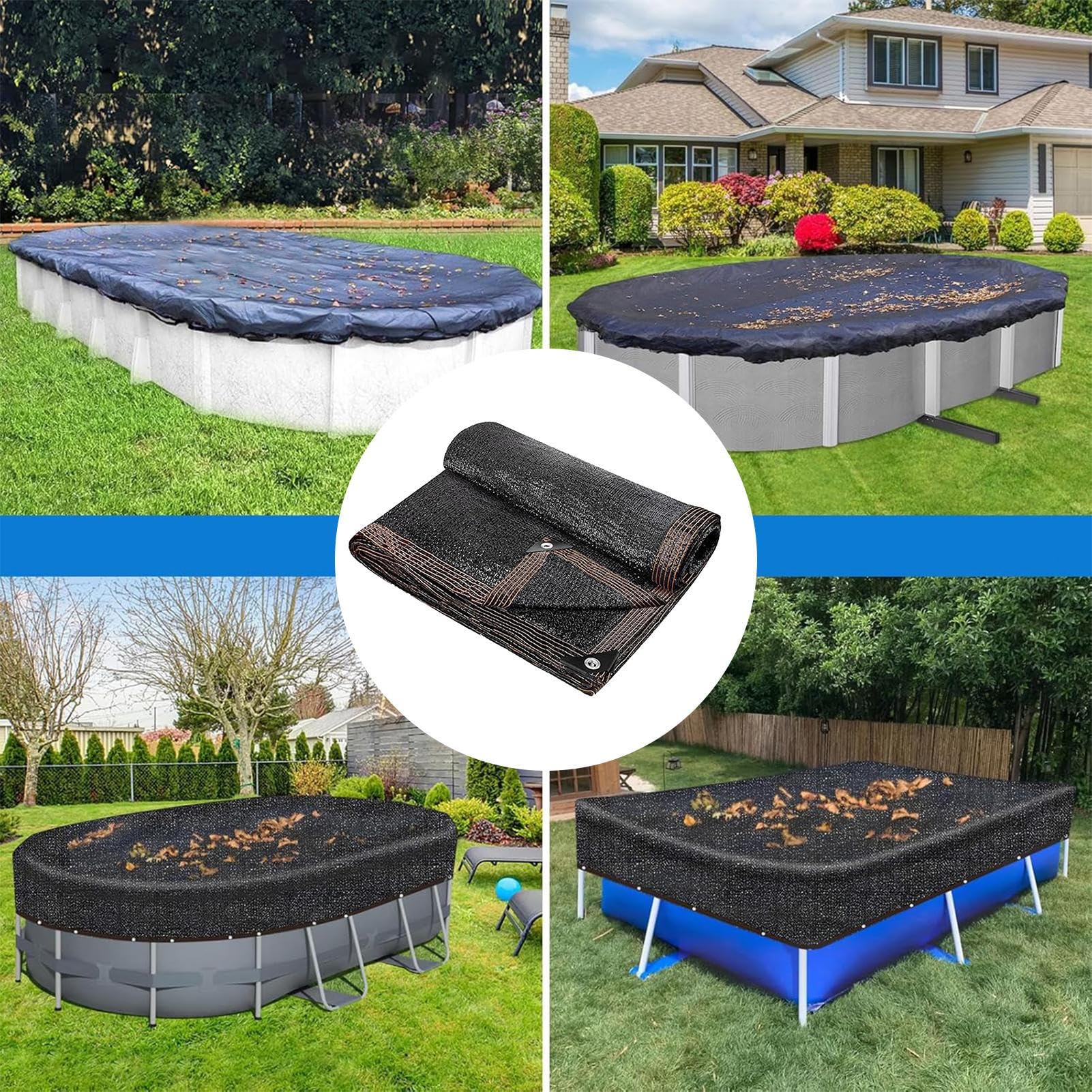 Copertura Anti Insetti Per Piscina Ovale Rettangolare Fuori Terra Rete Anti Foglie