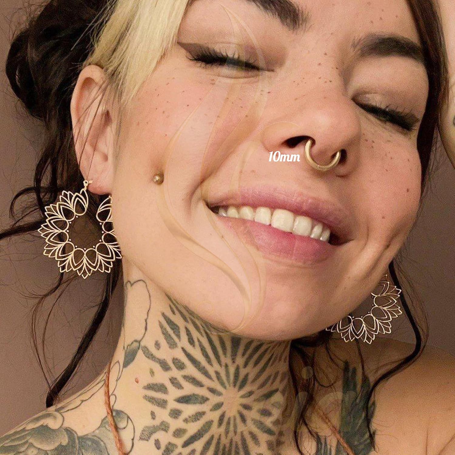 SYLWIA 14K Solid Gold 18g/16g Nose Rings, 6/8/10mm Hinged Segment Septum Rings, Real Gold Lip Tragus Helix Cartilage Conch Earring Hoops Piercing for Women Men - Image 5