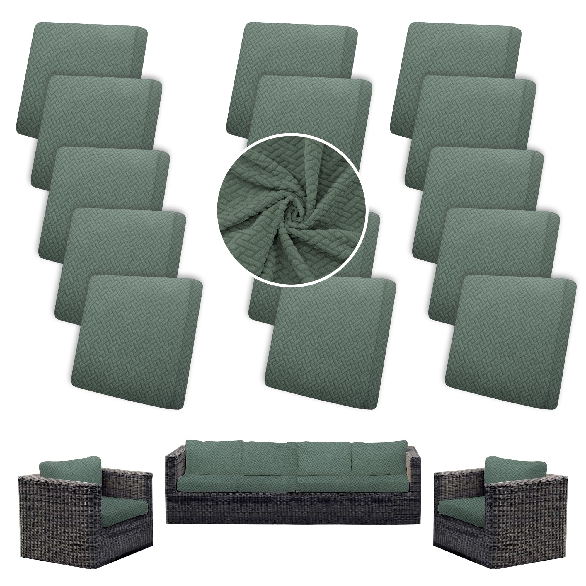 14PCS Patio Cushion Covers.Patio Furniture Couch SeatSlipcovers