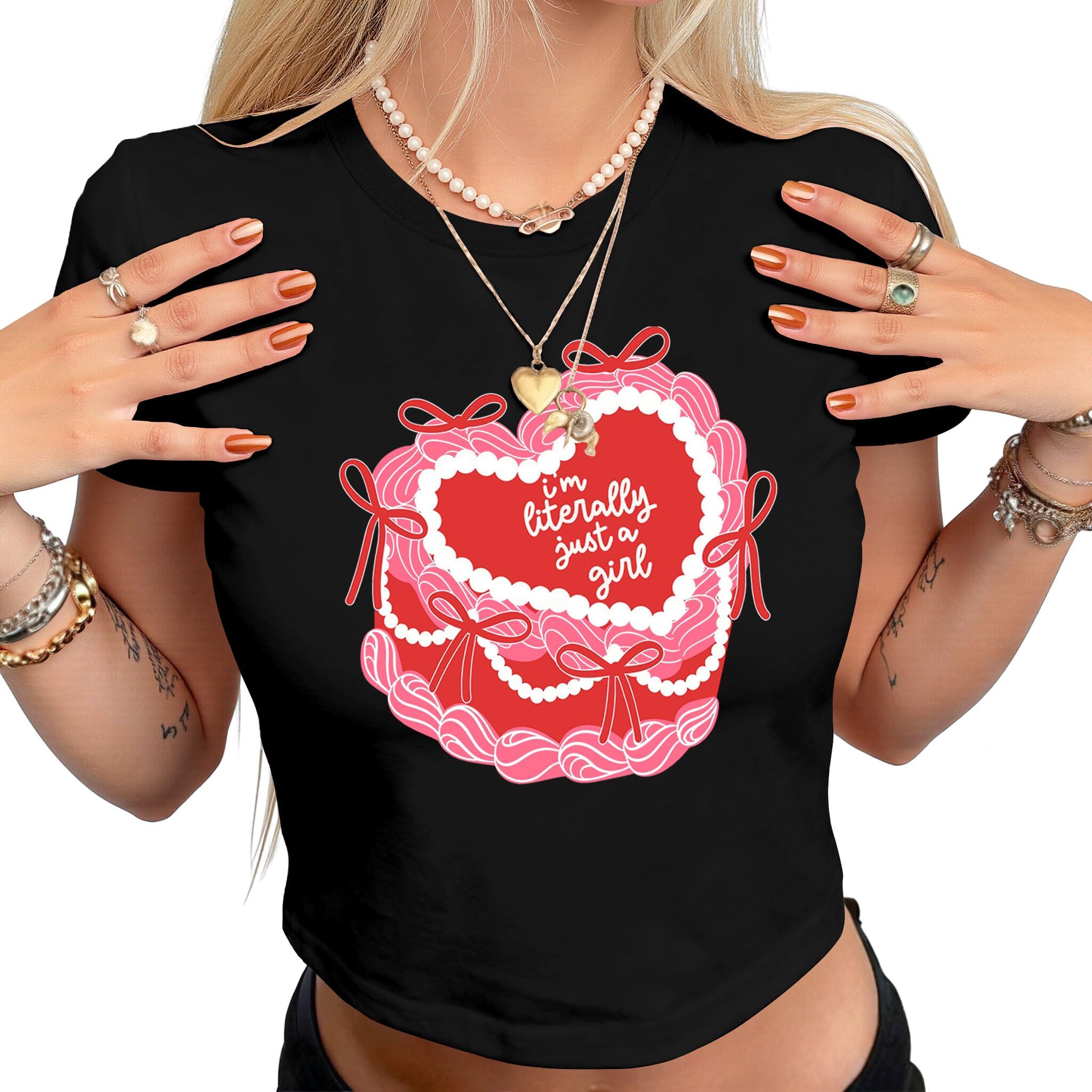 Baby Tees for Women Y2k Valentine Days Tshirt Trendy Grunge Aesthetic Short Sleeve Slim Fit Shirt
