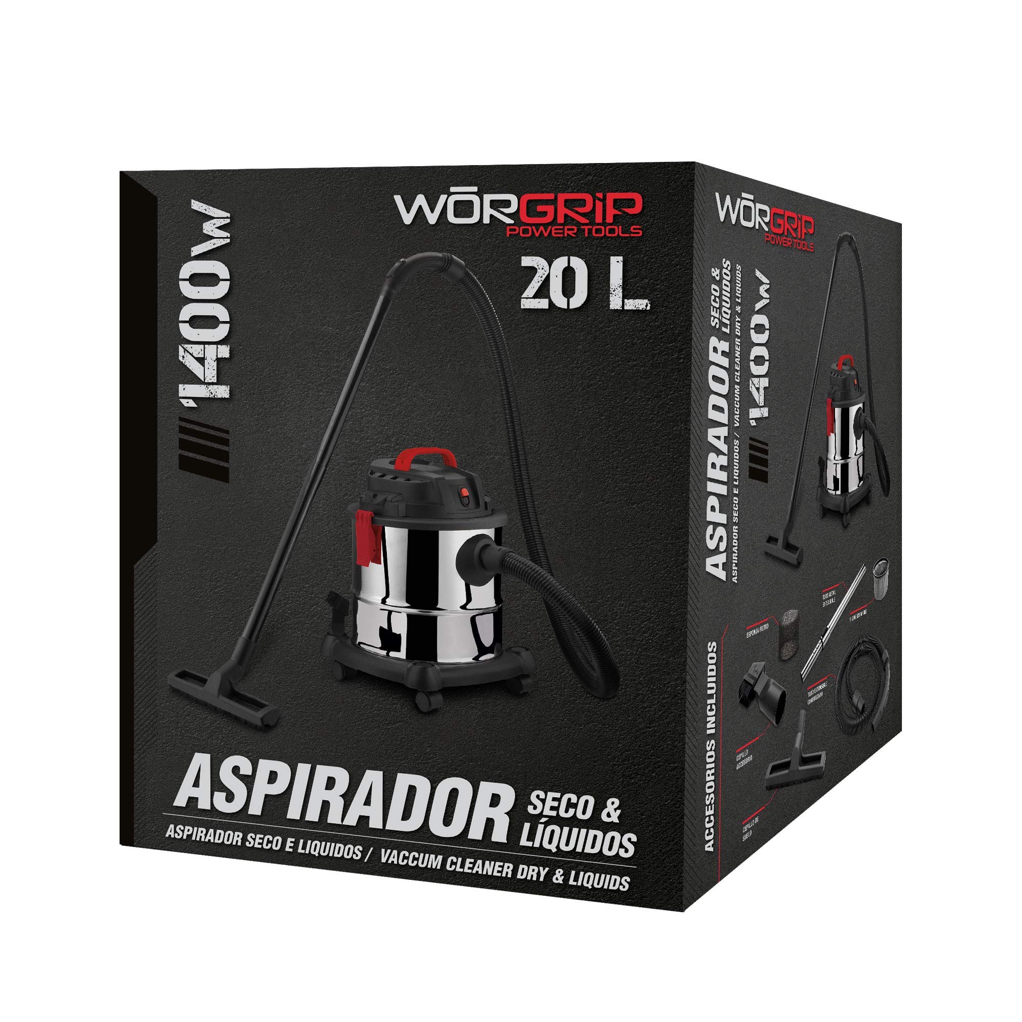 Aspirador industrial solidos y liquidos Worgrip 1400W 120L