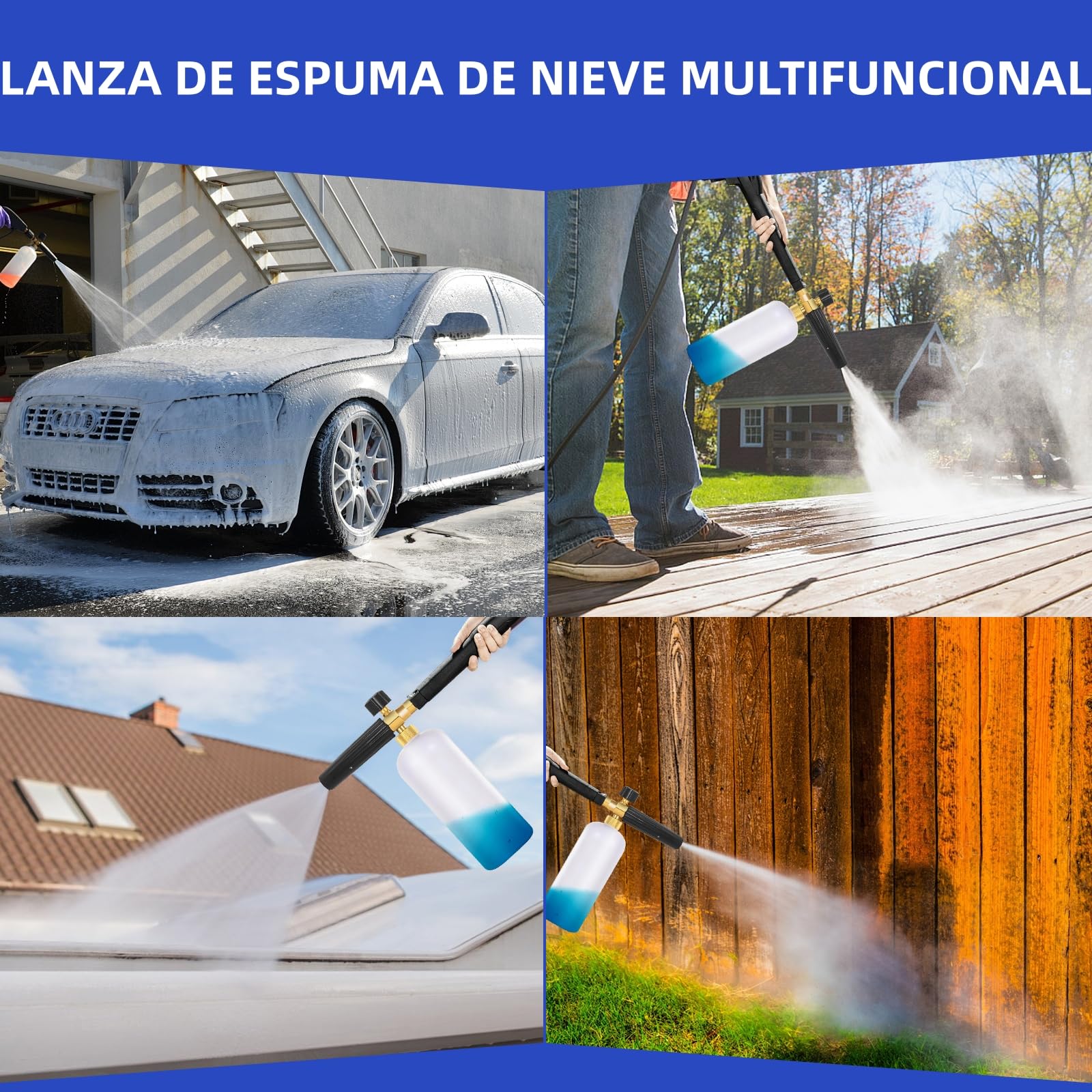 Espuma para nieve Espuma de jabón para el lavado de autos Lance con boquilla de espuma ajustable, botella dispensadora de jabón y adaptador de hilo para lavadora de presión LAVOR