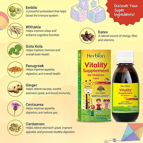 Miniatura 4 de Herbion Naturals Suplemento Vitality para niños  Promueve el crecimiento y el apetito  Alivia la fatiga  Mejora el rendimiento mental y físico  5