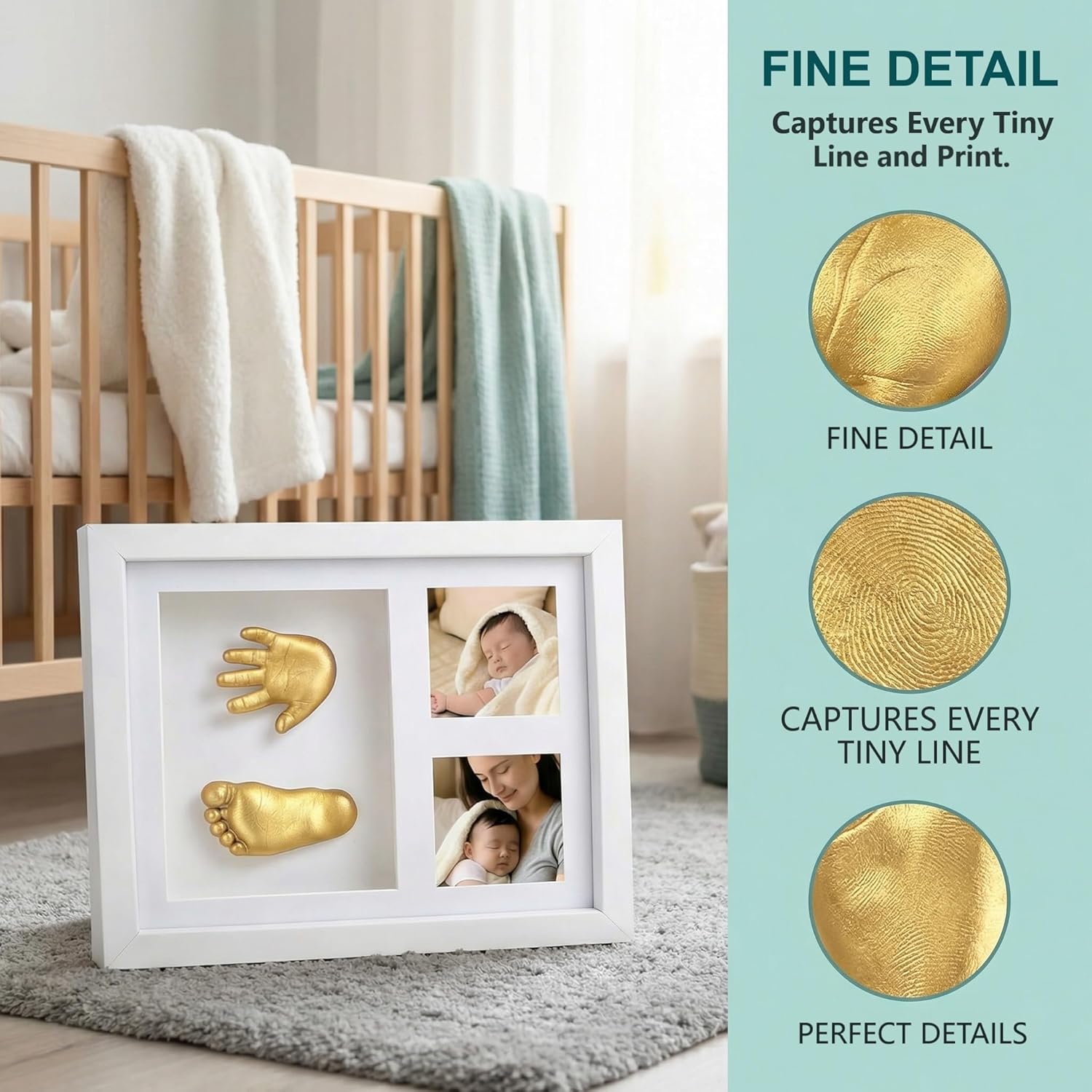 Noosuna Baby Hand and Foot Casting Kit with Shadow Box Frame(11x9 Inch), Baby Foot Casting Kit Ideal for Baby Keepsakes, Baby Shower, Newborn Gifts, Perfect First Birthday