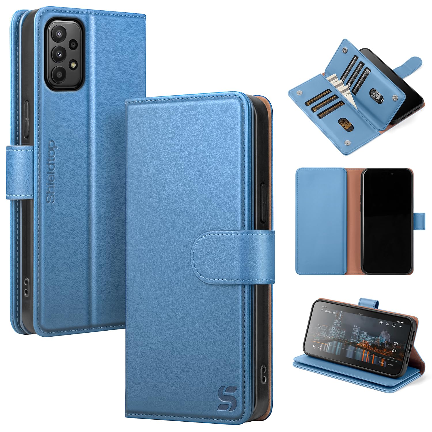 Shieldtop Compatible with Samsung Galaxy A23 5G Wallet Case with Card Holder,Women Men RFID Blocking PU Leather Folio Flip TPU Protective Cover Credit