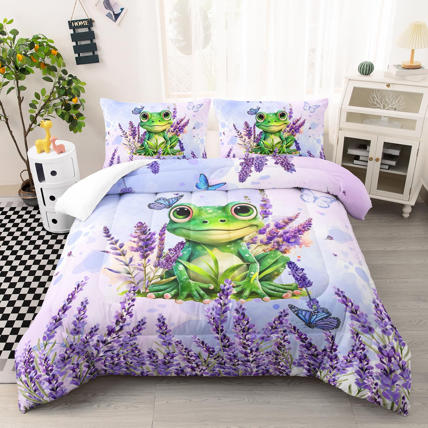 Feelyou Frog Bedding Set | Tropical 3D Animal Comforter For Kids | Twin Size 2-Piece Set (Comforter + Pillowcase)