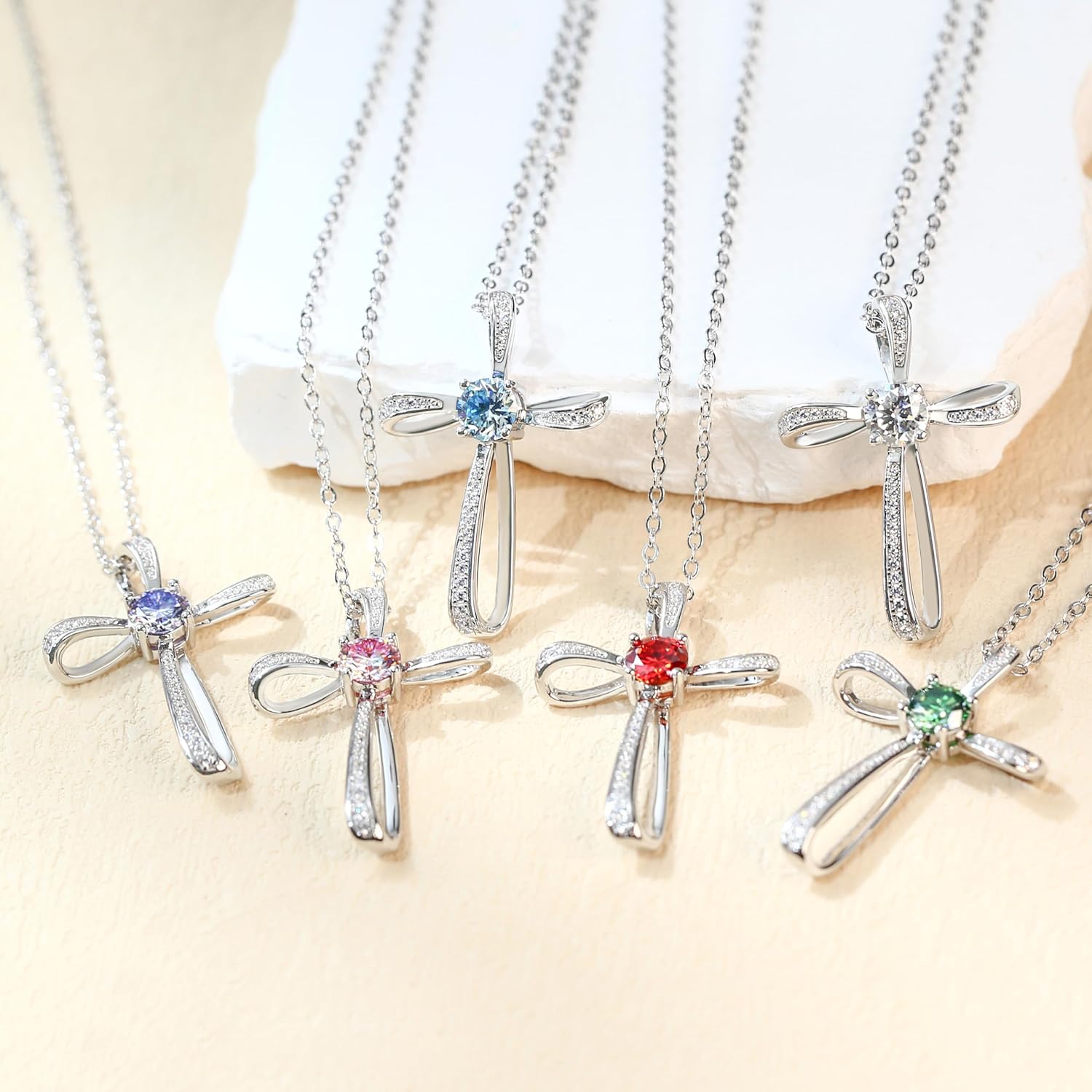 Moissanite Diamond Cross Necklace for Women, Lab Diamond Crucifix Pendant S925 Sterling Silver, Infinity Cross Jewelry Birthday Gift for Lady Mom Wife