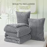 Bedsure Fluffy Comforter Set Queen - Super Soft Faux Fur Comforter Queen Size Grey, Winter Warm Fleece Bedding Set, Plush Fuzzy Bed Set, 3 Pieces, 1 Shaggy Comforter with 2 Pillowcases