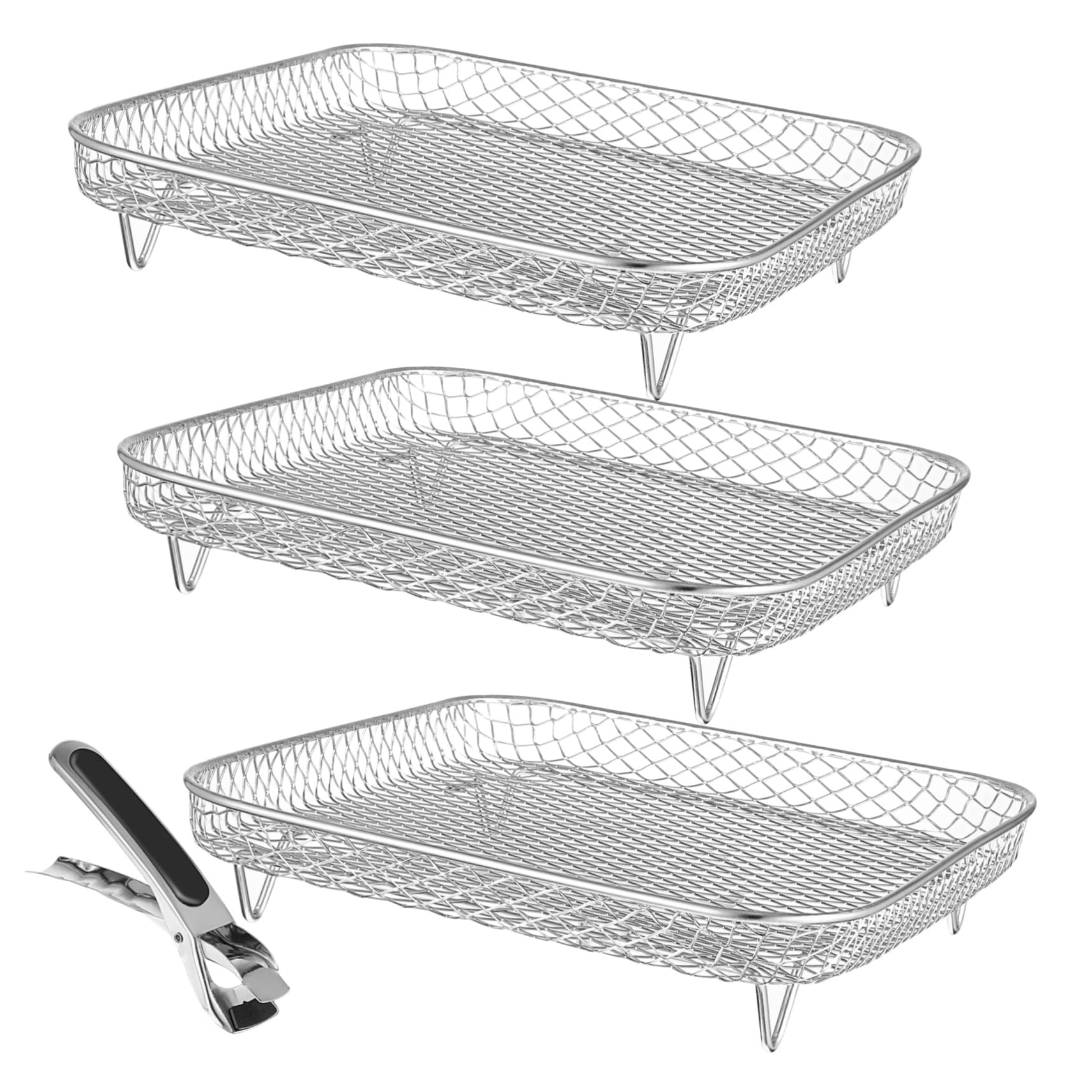 COLLBATH 3piezas Soporte para Freidoras De Aire Rejillas De Malla Rejillas Inoxidable Accesorios Air Fryer