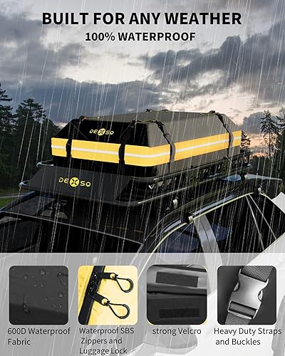 Miniatura 6 de Canastilla universal para techo de 46" × 36", portaequipaje con capacidad de 200 libras e incluye una bolsa impermeable de 15 pies de 44" × 34" ×