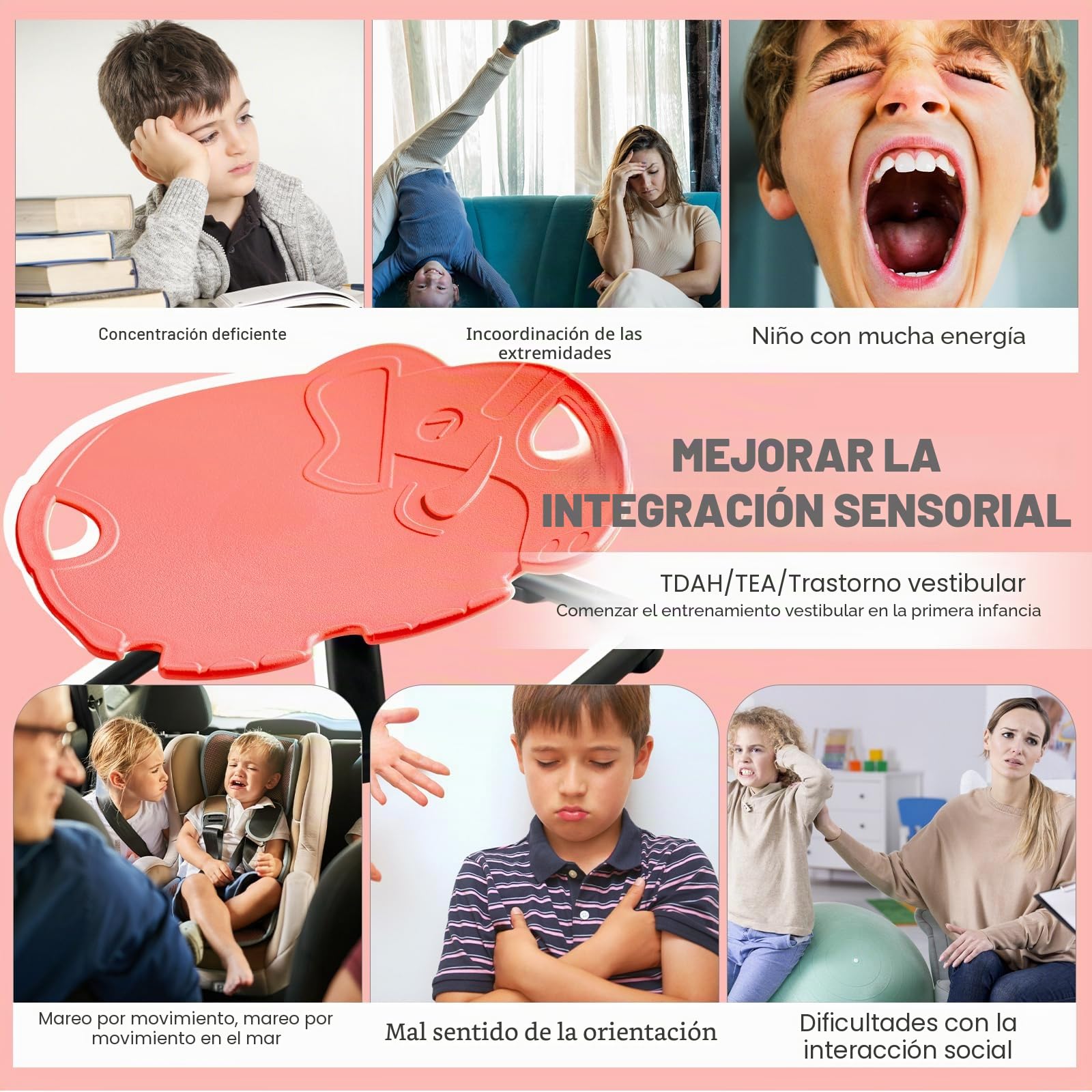 Carrusel Autismo Silla giratoria para niños con asa, silla giratoria sensorial de 360°, juguete para autismo, TDAH herramienta de entrenamiento, coordinación física y equilibrio, silla de equilibrio