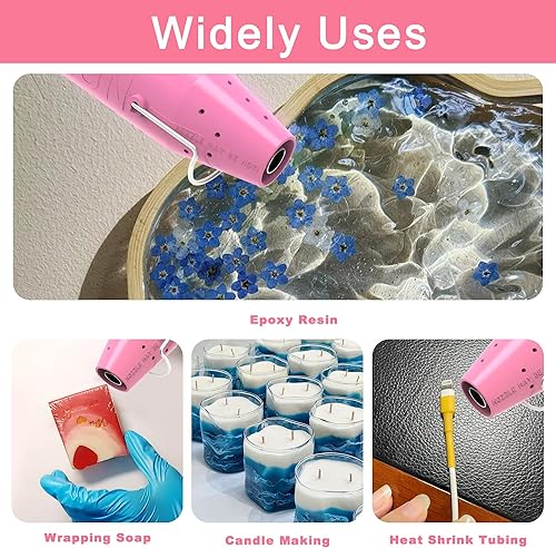 Miniatura 8 de Pistola de calor, mini pistola de calor para tubos retráctiles, pistola de calor portátil para manualidades de bricolaje, pistola de aire térmico de