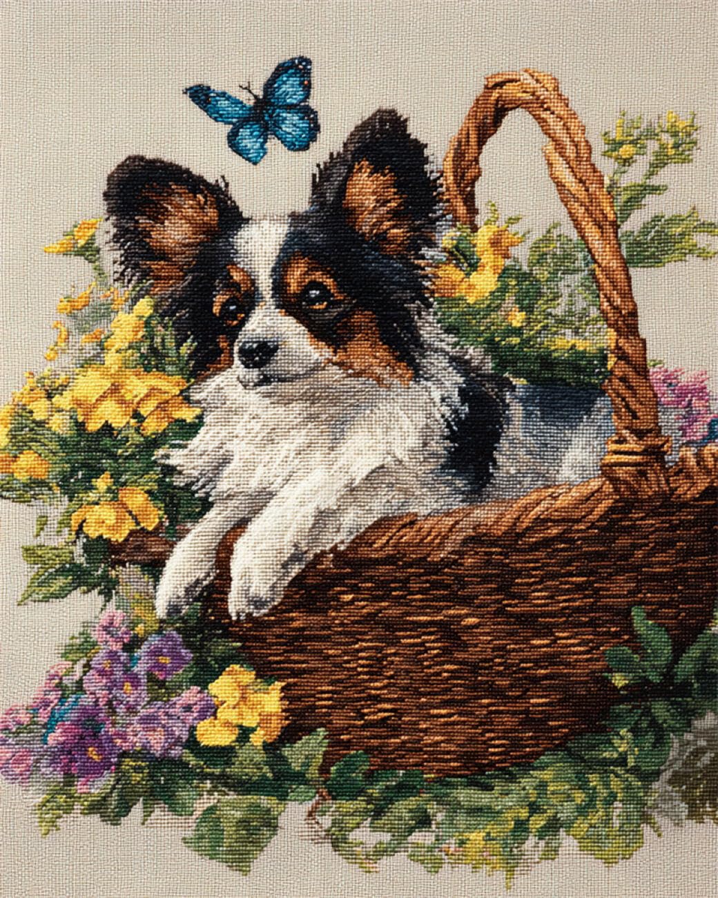 AYAOYANGGO Animal DIY Bead Cross Stitch Kits Dogs and Flowers Bead Embroidery Kit for Adults Needlepoint Tapestry Set Beaded Stitching 50x60cm