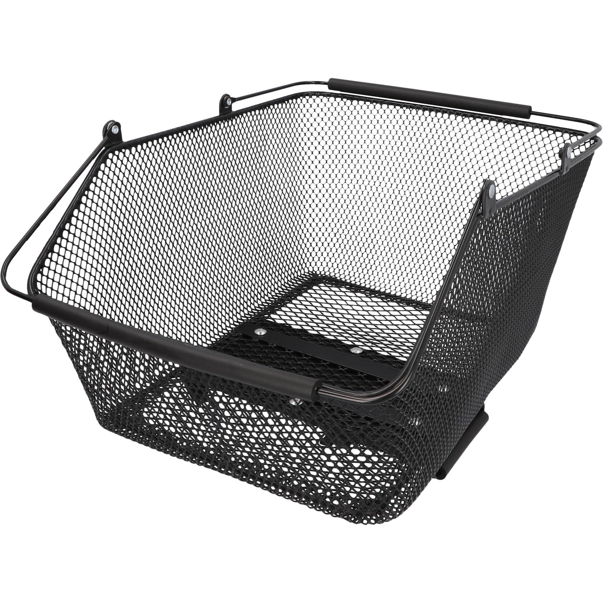 FISCHER Plus City Pannier Rack Basket, Bicycle Basket, Close Mesh, Black, Load Capacity 25 kg