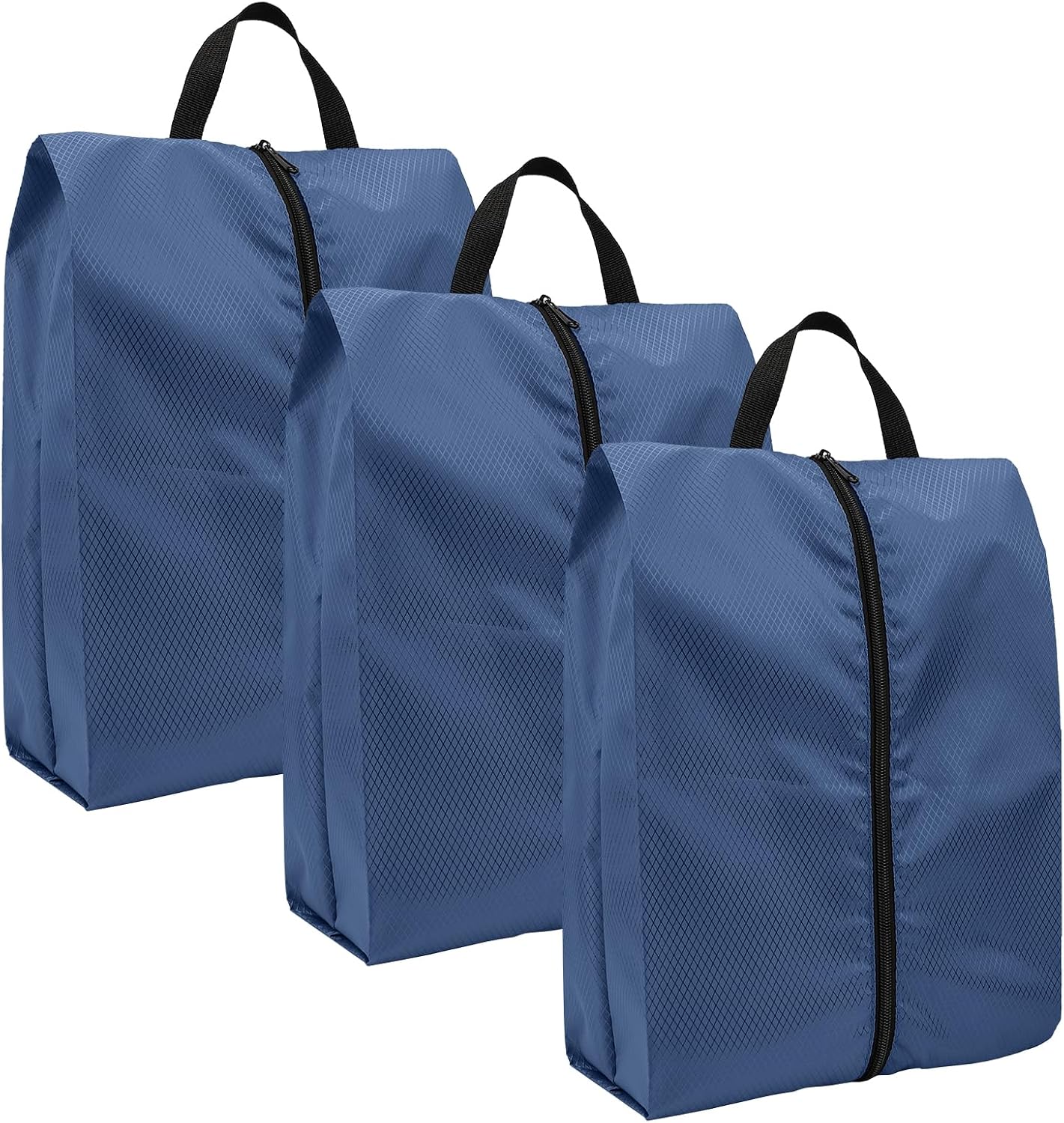 Teskyer 3 Pack Shoe Bags for Travel with Zipper Closure, Navy Blue
