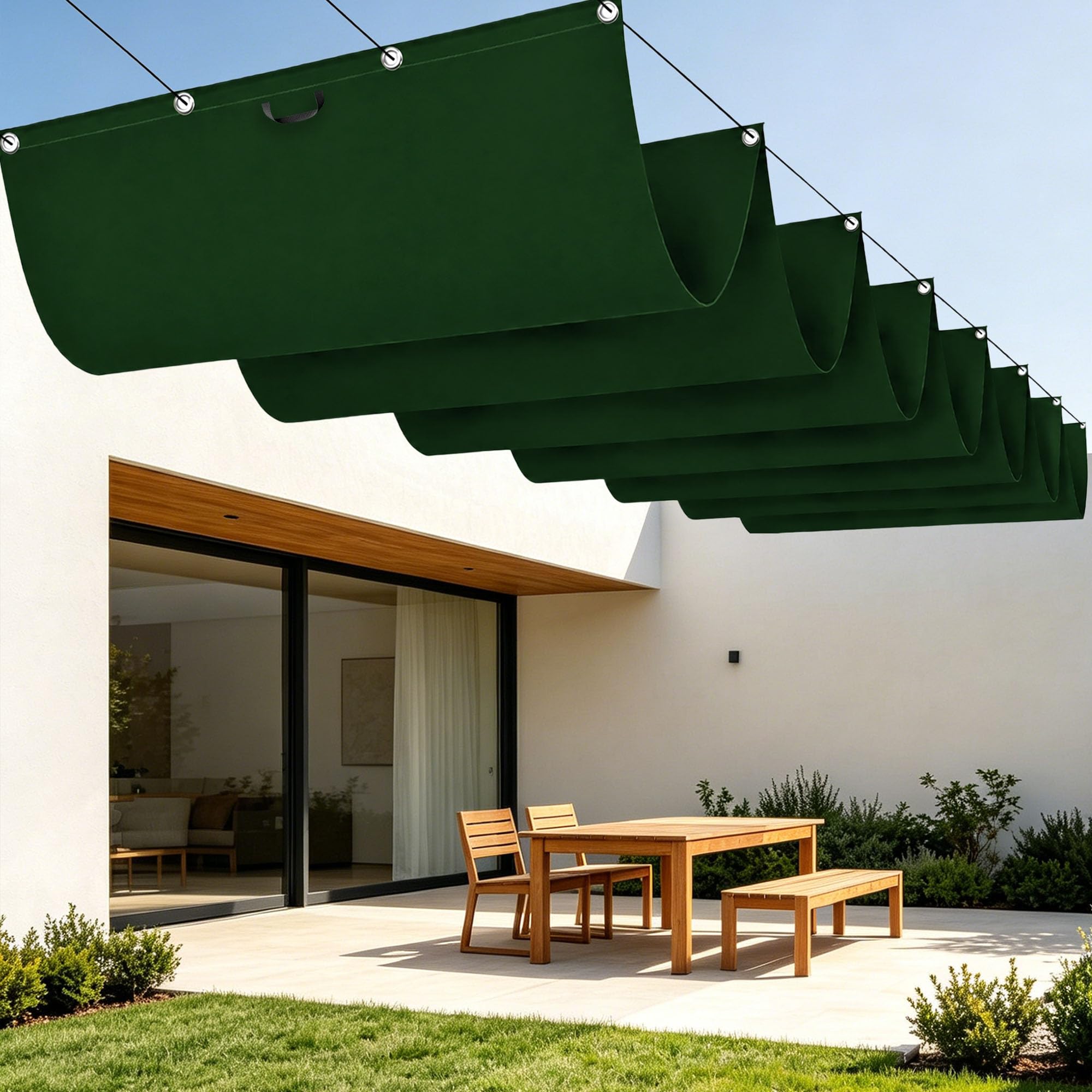 Voile d'ombrage rectangulaire étanche avec oeillets anti-UV patio