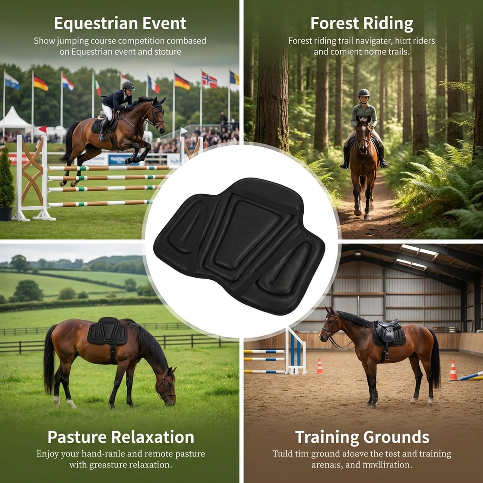 Cuscino Sella Cavallo, Imbottitura Antishock per Sella Western Lunga, Memory Foam e Pelle PU, 56x45cm - Distribuzione Pressione e Antiscivolo, Comfort per Cavallo e Cavaliere