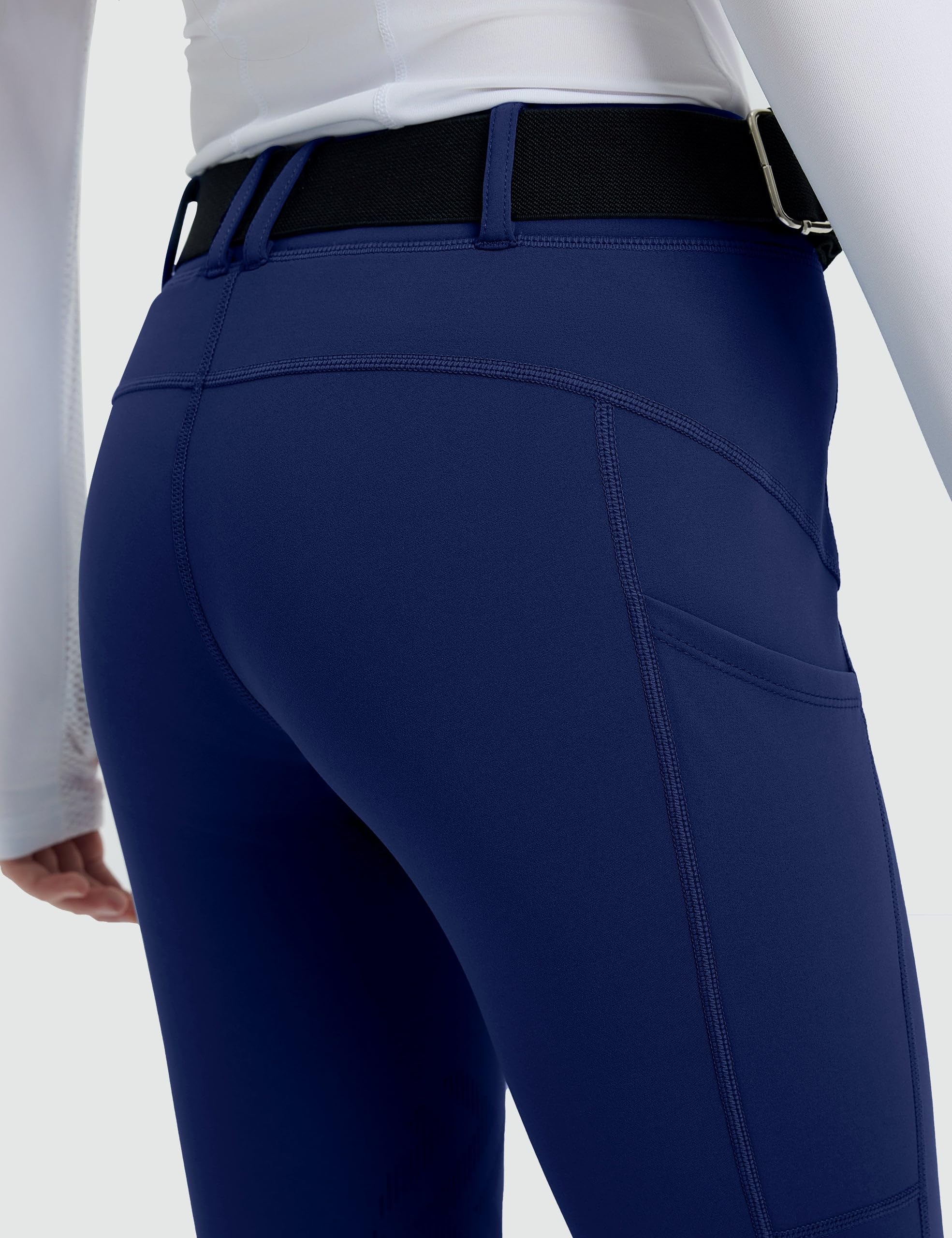 FitsT4 Sports Pantalon d'équitation en polaire pour filles - Avec poches - Avec empiècement au genou