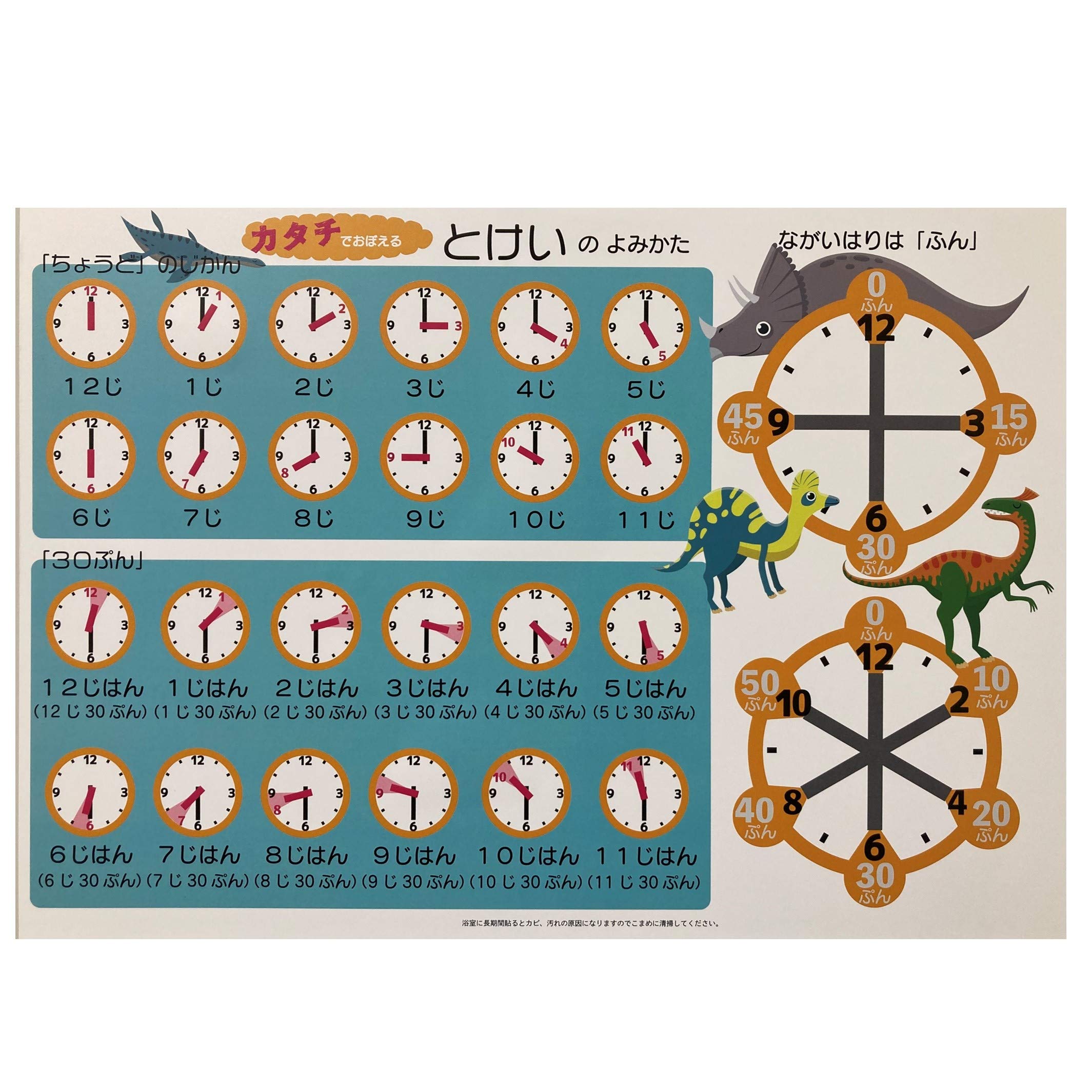 Amazon.co.jp: お風呂で学習ポスター 【とけいのおべんきょう】A3