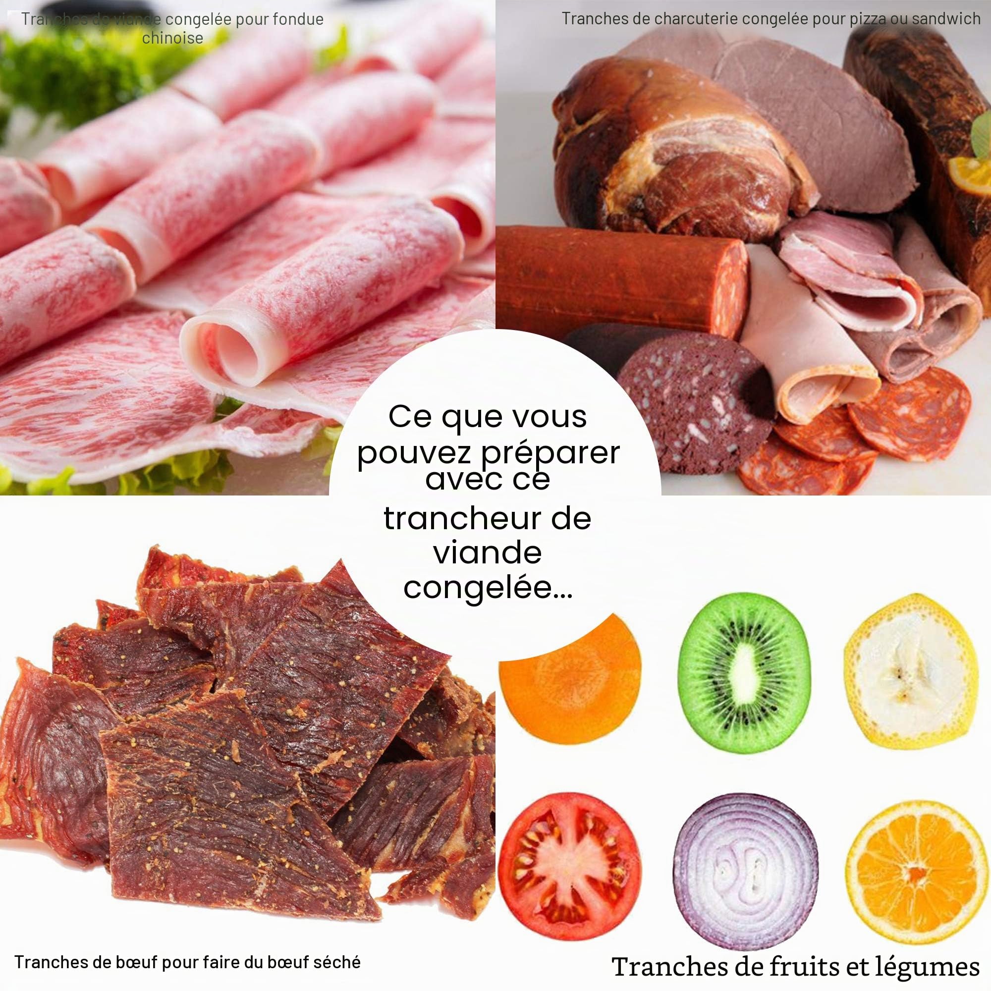 befen Trancheuse manuelle à viande congelée en acier inoxydable pour la maison, le shabu, le barbecue coréen