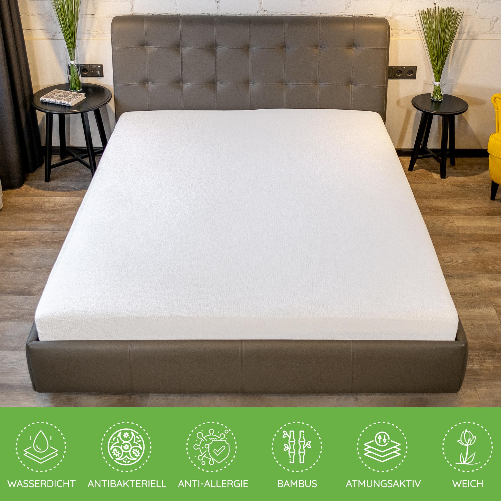 Matratzenschoner 180x200 Wasserdicht – 100% Bambusfrottier, Atmungsaktiv, Geräuschlos und Allergikerfreundlich Matratzenschoner 180x200 cm