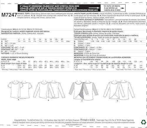 Miniatura 7 de McCall's Patterns M7247 Misses' Tops, E5 (14-16-18-20-22)
