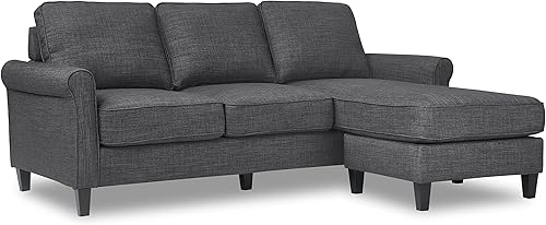 Serta Harmon Sofá seccional reversible sala de estar moderno sofá de tela de 3 asientos en forma de L Crema, Azul oscuro, gris, Gris Claro