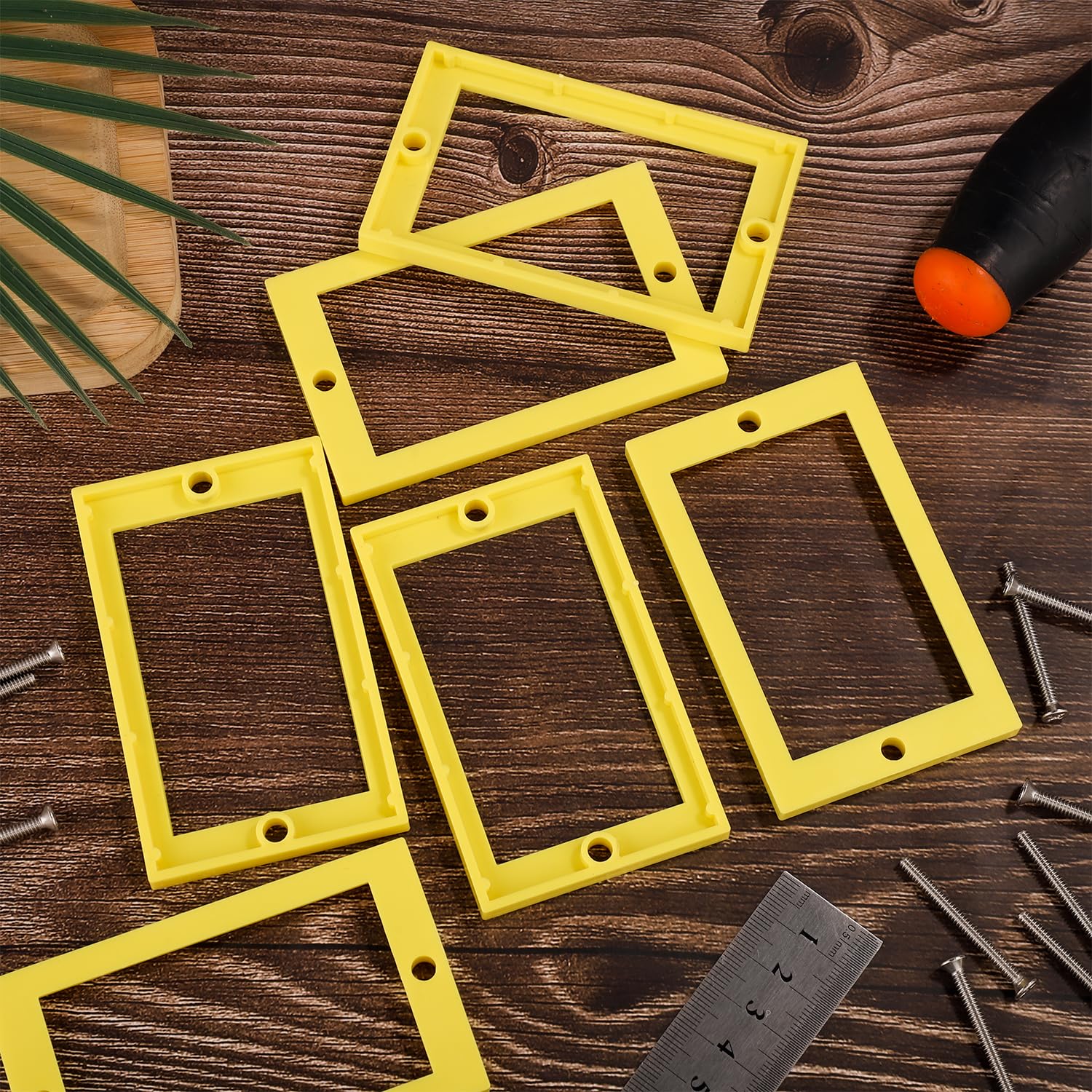 6pcs 1/4 Inch Single Gang Outlet Box Extenders, Outlet Extender for Electrical Box with 12 Screws Receptacle Extension Box for Electrical Outlet Switches (Yellow)