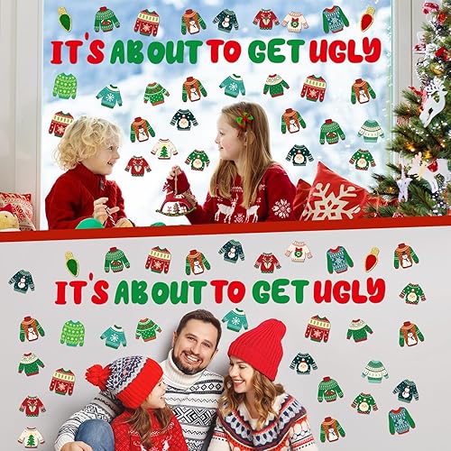 Miniatura 5 de Marspark - 68 piezas de decoración de Navidad para el aula, decoración de borde de anuncios de Navidad, recortes de suéter feo, recortes de suéter
