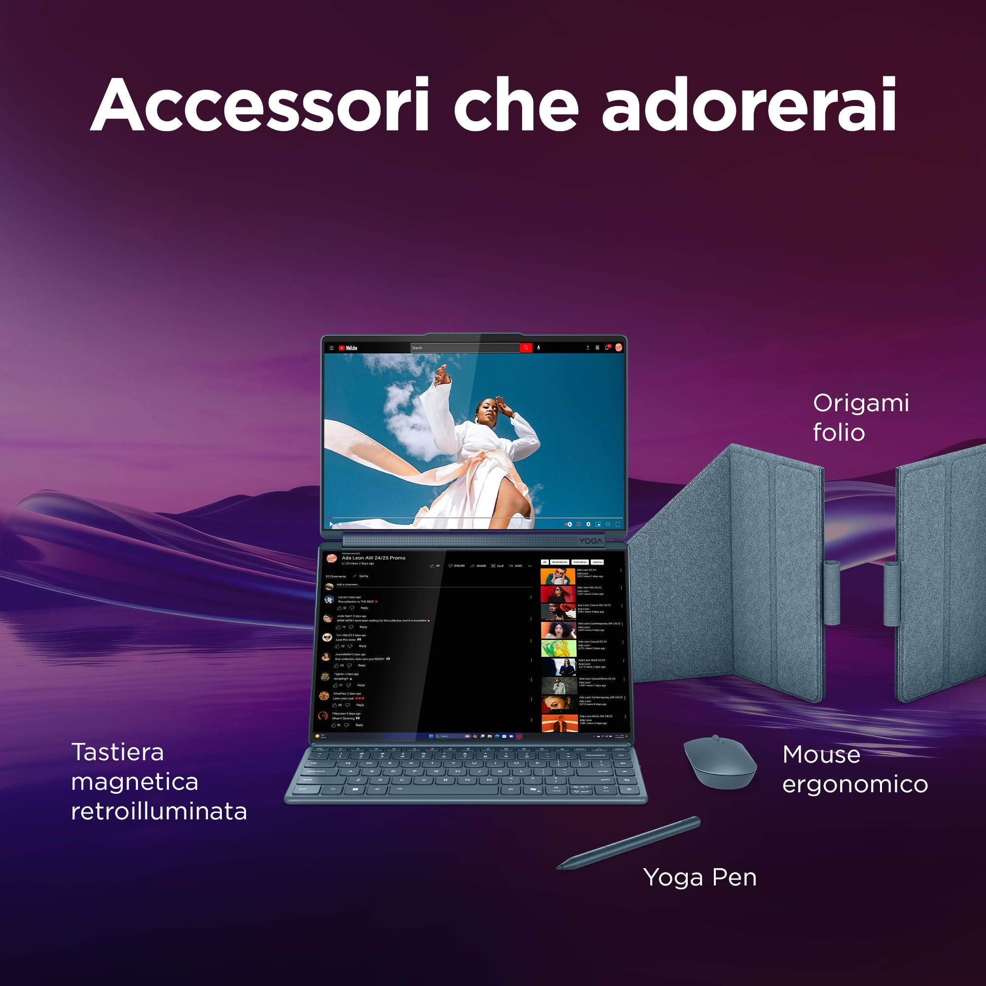 Lenovo Yoga Book 9 Notebook 14" Dual OLED Touch 2.8K (2880x1800) Intel Core Ultra 7 32GB 1TB SSD Windows 11 Home