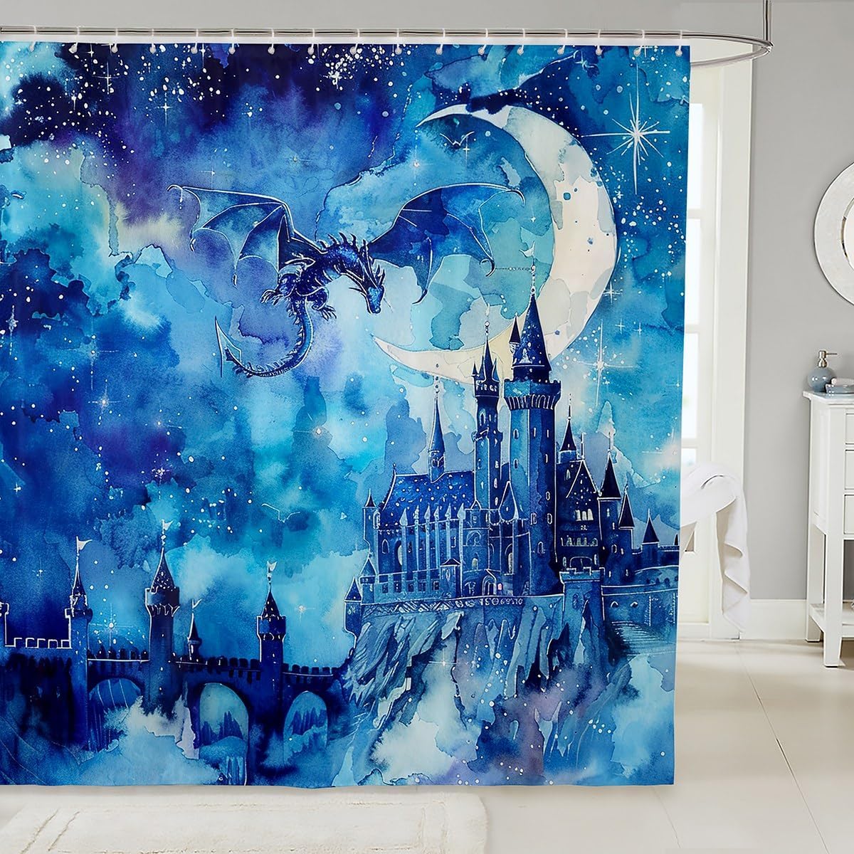 Castle Fairy Volleyball Waterproof Shower Curtains Luxury Heavy Fabric Bathroom Shower Curtain Sports Games Hotel Home Dorm Bathtubs Decor Shower Curtain Machine Washable Grommet Curtain 72 x 84 Inch