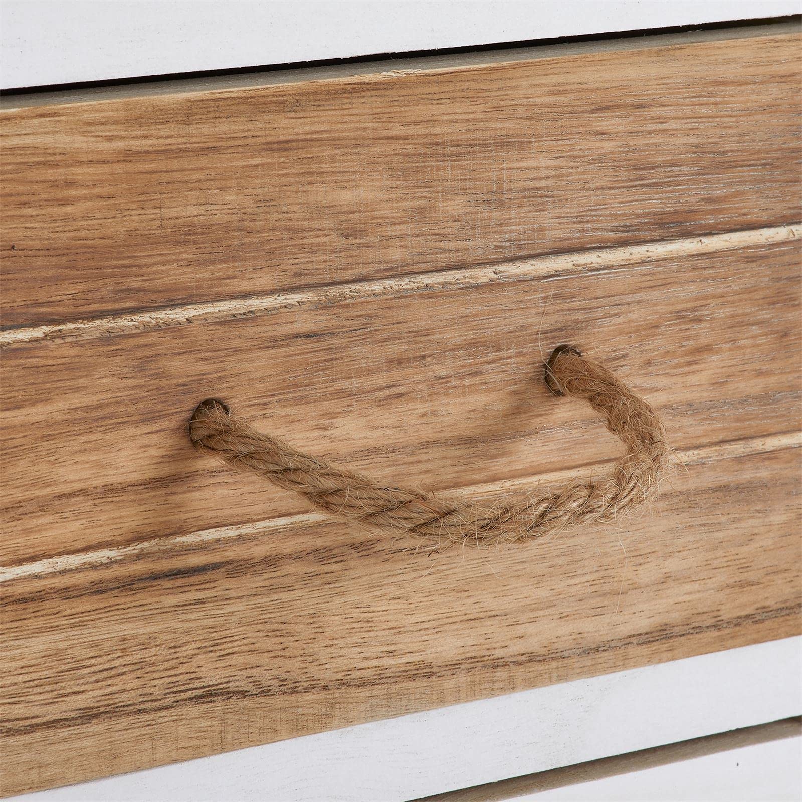 IDIMEX Chiffonnier Salva H 63 cm en Bois Massif Blanc, Gris et Brun 4 tiroirs Commode Petit Meuble de Rangement Haut pour Chambre ou Salle de Bain