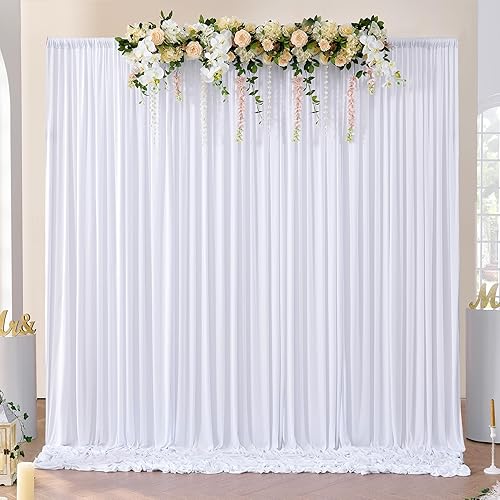 Miniatura 7 de Cortinas de fondo blancas sin arrugas de 40 x 10 pies para fiestas, cortinas de poliéster grueso para cumpleaños, boda, fotografía, decoración del