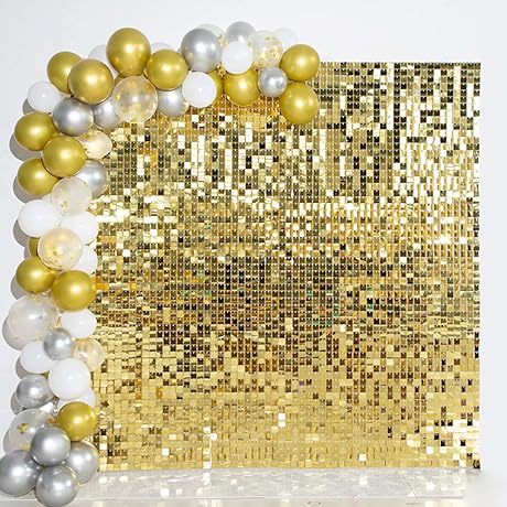 Kate 24pcs Assembled Light Gold Shiny Sequins Wall Backdrop Panels