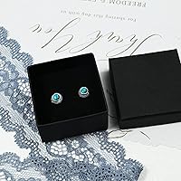 Vista 19 de Tibetan Turquoise Earrings 925 Sterling Silver Post Stud Boho Gemstone Hypoallergenic Handmade Earrings for Women Trendy Fashion