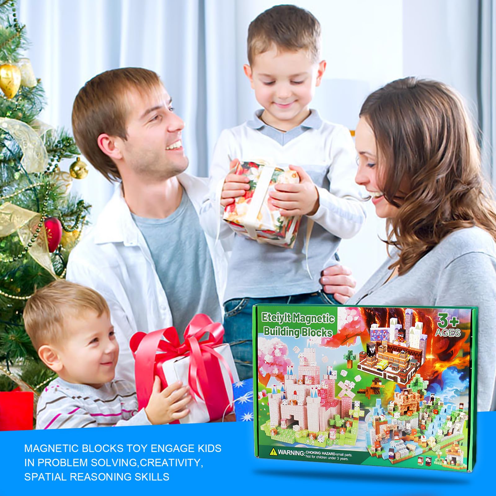 Bloques Magneticos Construccion Niños 150 Piezas, Bloques Magnéticos, Juguetes de Construcción, Juguetes Sensoriales para Niños a Partir de 3 Años, Bloques Magnéticos como Regalo para Niños