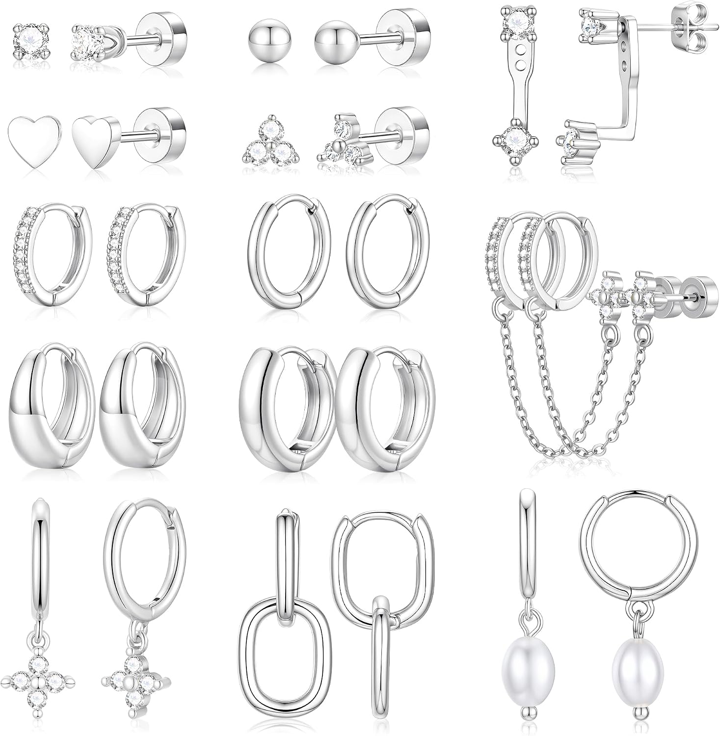 Turandoss 13 Pairs Gold Hoop Stud Earrings for Women