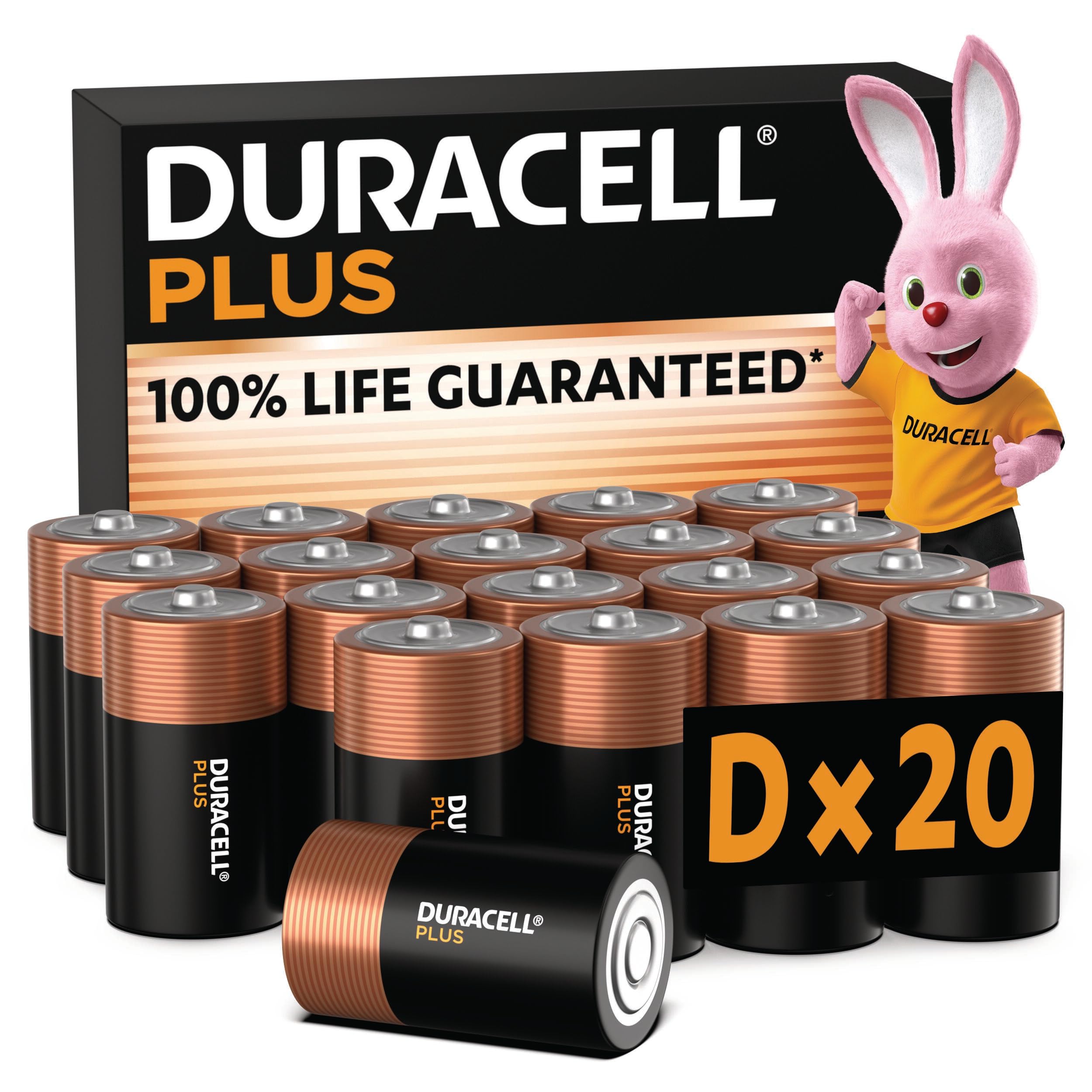 DURACELL Plus D Alkaline Batteries (20 Pack) 1.5V, LR20