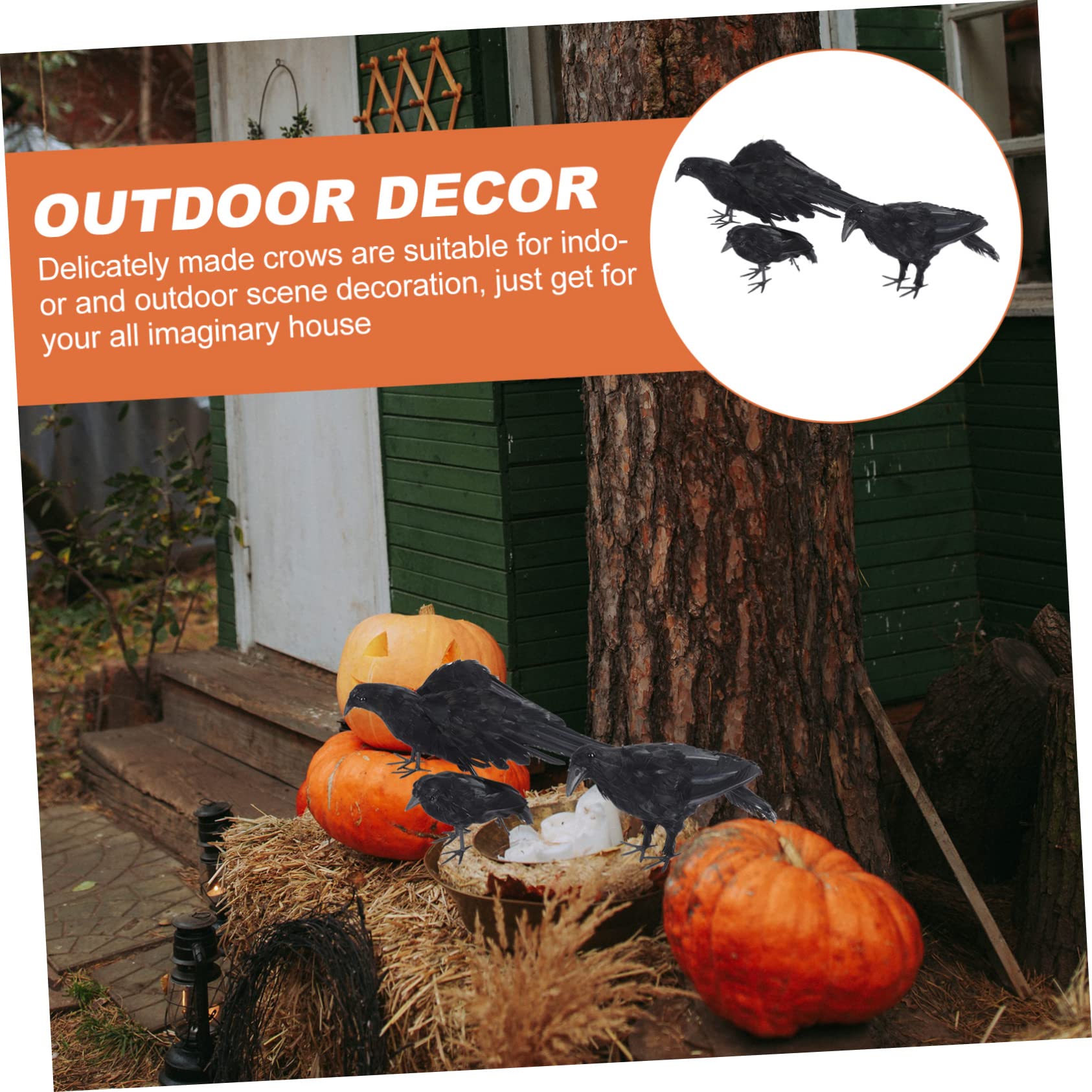 VICASKY 3 Stück Kreativer Halloween Vogeldeko Schwarz für Gartenparty und Wohnzimmerdeko