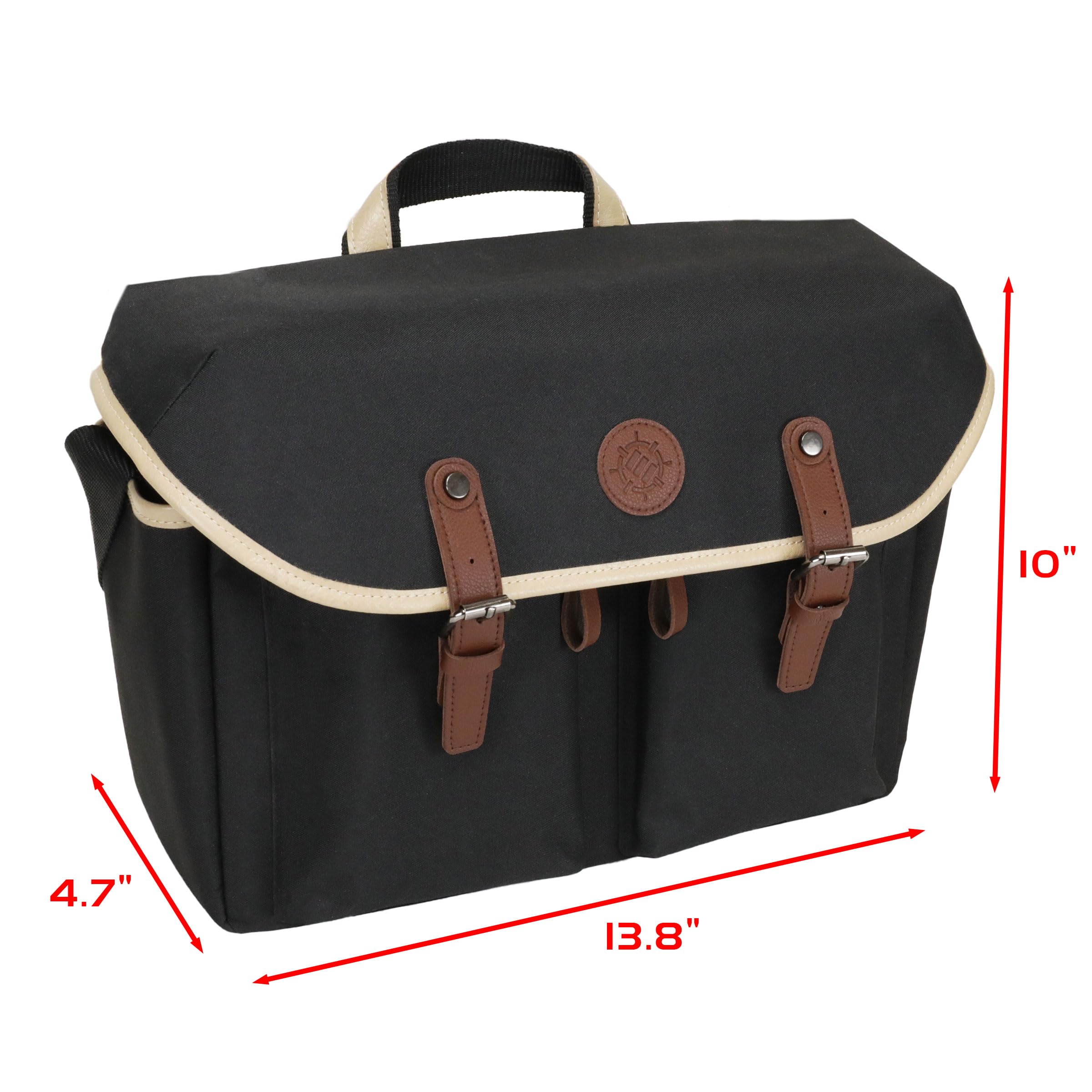 ENHANCE Bolsa de Diseño DND: Elegante Bandolera para Jugadores de rol de Dungeons and Dragons. con Espacio para el Manual del Jugador, Carpetas, Dados y Accesorios, y Bolsillos Laterales (Negro)