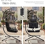 tectake® Fauteuil Oeuf Suspendu Chaise hamac Balancoire Cocooning Confortable Pliable Résistant, Fauteuil Relax avec Structure en Acier & Coussin Épais - 7