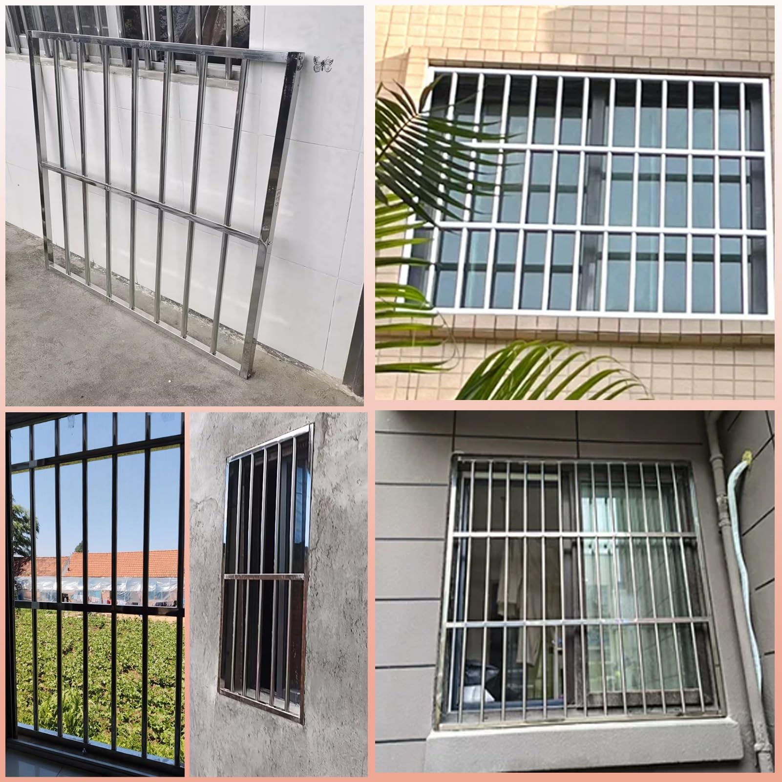 Rejas para Ventanas Exteriores Rejas de Seguridad Antirrobo para Ventanas Instalación Interior Aptas | Barra de Seguridad Fija y Permanente para Ventanas (Barrera de Seguridad para Altillos), Rejas Decorativas(24x39in/60x100cm)