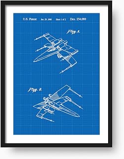 Star Wars X-Wing Fighter Patent Print Art Wall Poster Gift for Scifi Fans (Blueprint, Unframed)