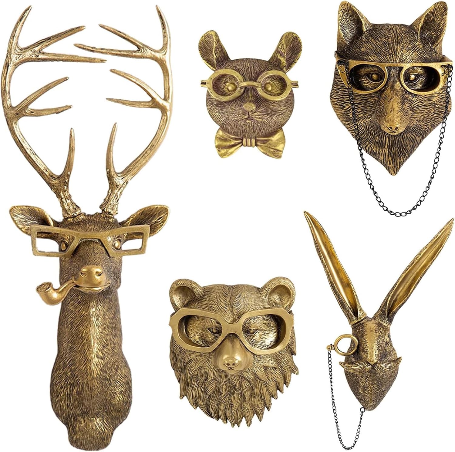 GUASDIE Animal Heads Wall Decor, Faux Deer Head Mount