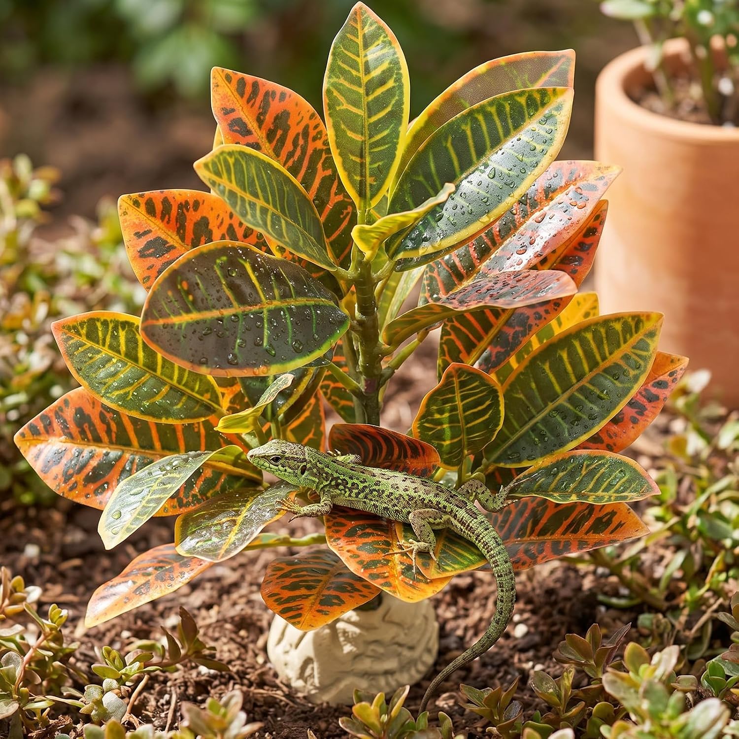 Artificial Leaves Reptile Plants Reptile Tank Decorations Accessories image 4
