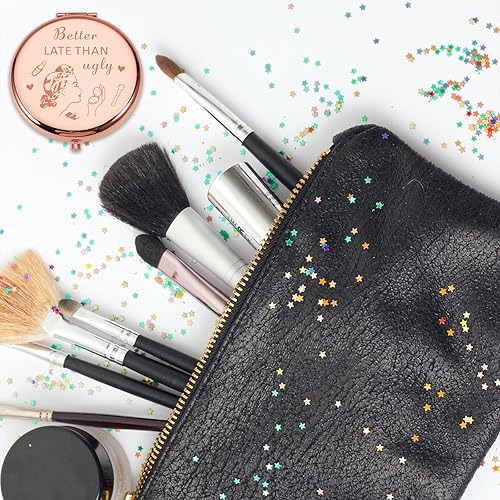 Miniatura 7 de Regalo divertido para mujer relleno de calcetines de Navidad espejo compacto vintage para novia mejores amigas pin-up niñas hermana regalo de