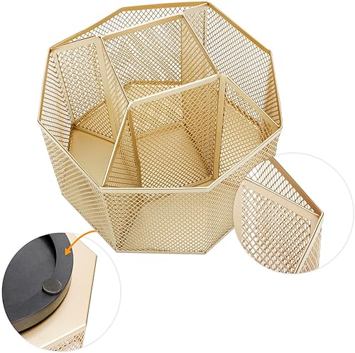 Miniatura 8 de Annova Organizador de escritorio de malla giratorio con 5 compartimentos, soporte giratorio para caramelosbolígrafos, oficina, suministros de arte,